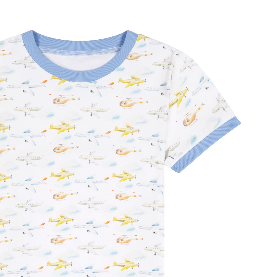 Short Sleeve Ringer Tee - Airplane Print